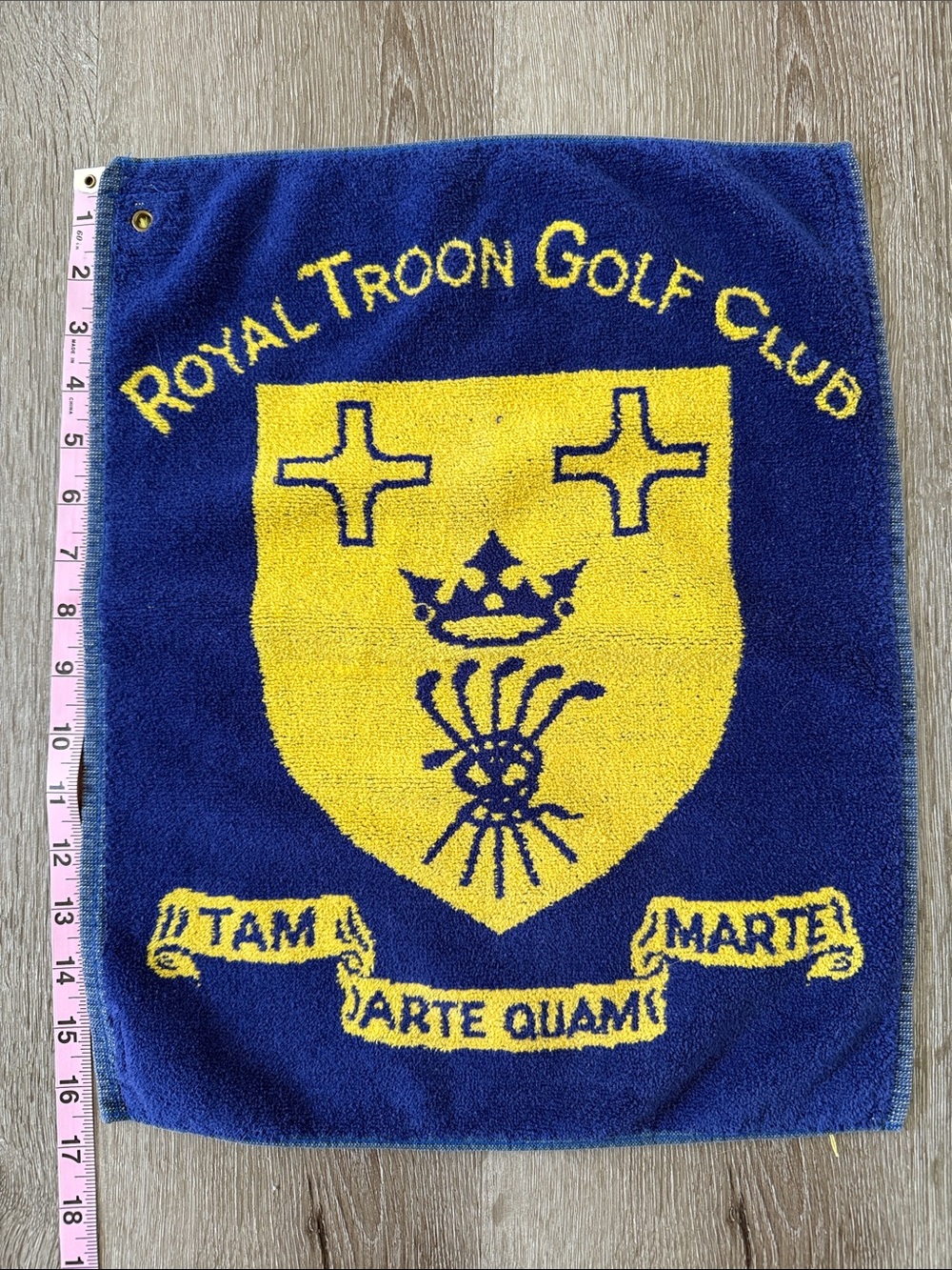 Royal Troon Golf Towel Blue and Yellow.